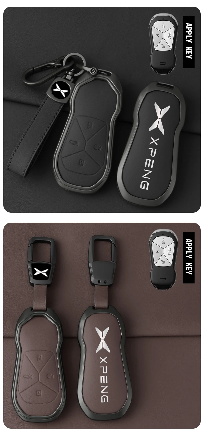 Neue Zink-legierung Leder Auto Fernbedienung Schlüssel Fall Abdeckung Fob Schutz Shell für Xpeng Xiaopeng P5 P7 G9 G3i Auto Innen Zubehör – Detail 8