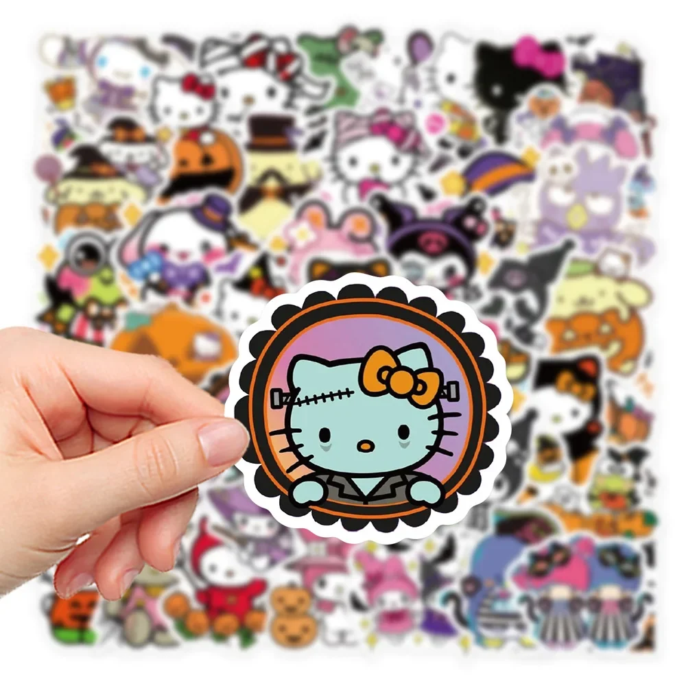

52pcs Anime Halloween Hello Kitty Cartoon Diy Stickers Kawaii Cartoon Phone Case Laptop Account Book Decor Tape Decal Gifts Toys