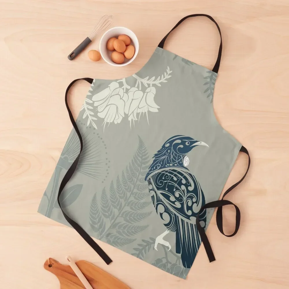 

New Zealand Native Tui Bird Apron Household Items Customizable cook wear Goods For Home And Kitchen Apron