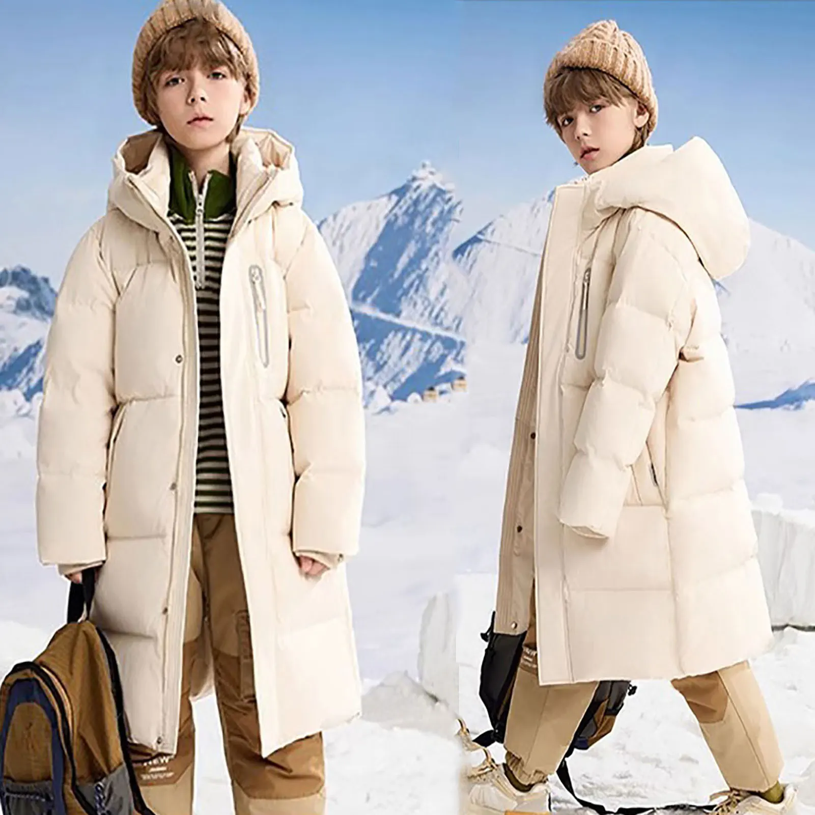 Children's Winter Coat,Down Cotton Jackets for Boys,Warm -20 Degree Girls Parka,Teens Windproof Snowsuits,Thick Kids Puffer Coat