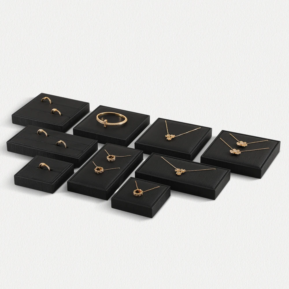 YinBeiNi Necklace Ring Display Tray Bracelet Holder PU Leather Jewel Display Storage Set Table Top Jewelry Organizers P021
