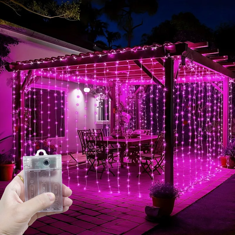 

Светодиодная гирлянда-штора на батарейках для декора дома, улицы, Рамадана 2026, Дня святого Валентина, Ид Мубарак, украшение для спальни