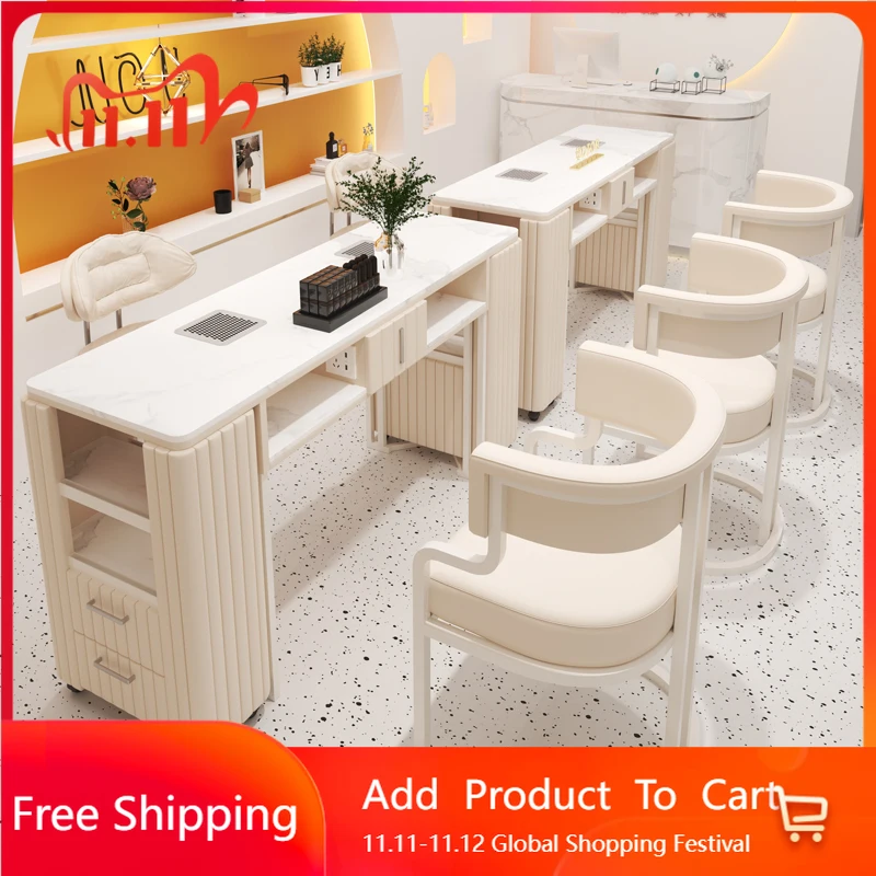 

Vintage Large Nail Table Drawer Rest Designer Collector Nail Table White Station Mesas PostmodernTavolo Manicure Home Furniture