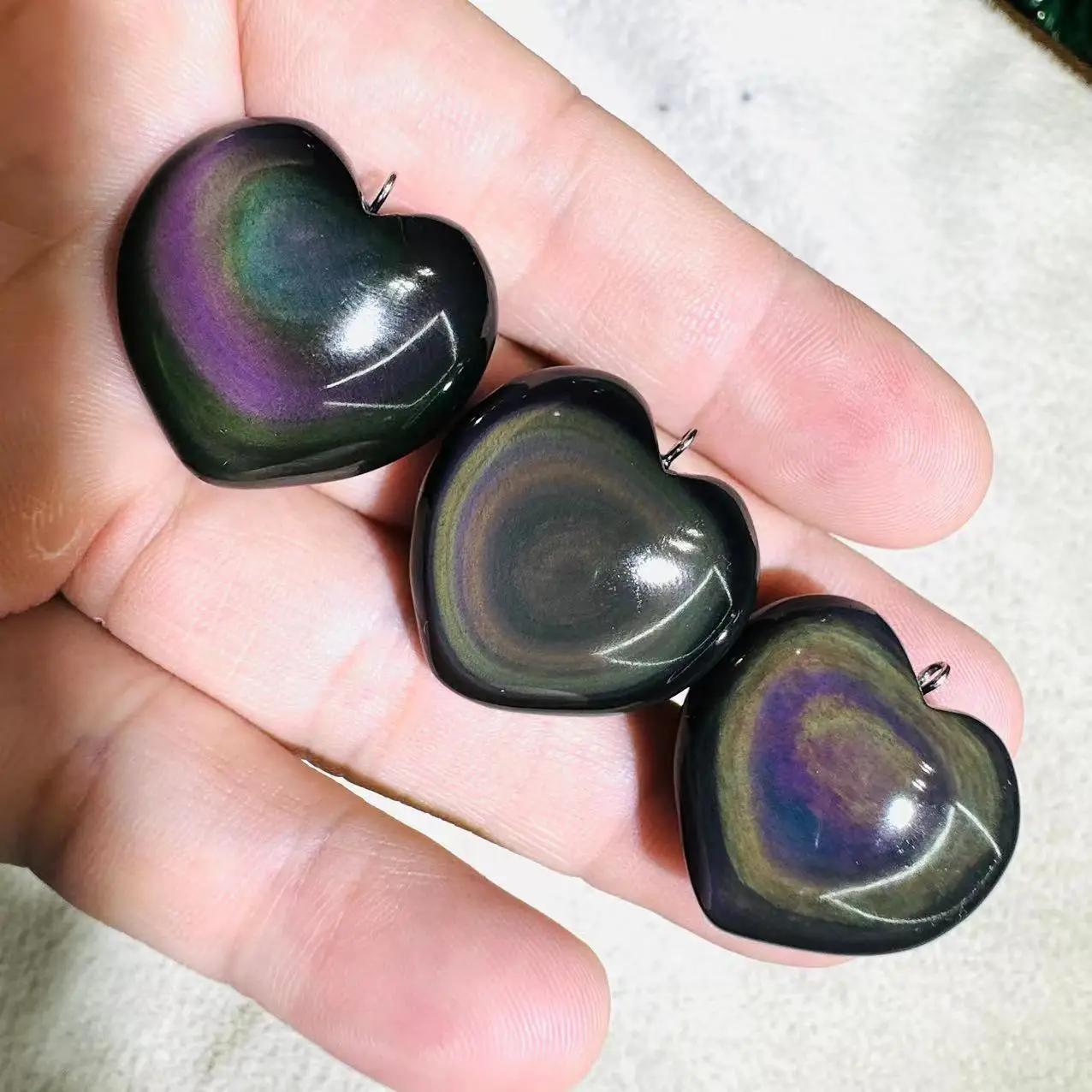 AAA Rainbow Obsidian Necklace Pendant Natural Gemstone Jewelry Heart Pendants For Women For Men For Gift Wholesale !