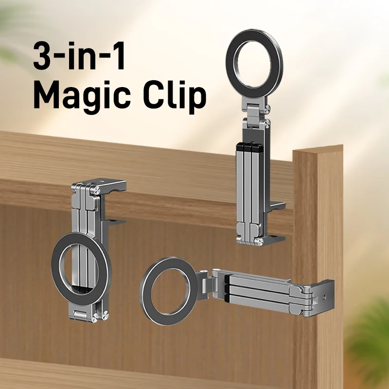 Phone Holder Magnetic Stand for Magsafe 360° Dual-sided Rotating Selfie Portable Tripod Aluminium Mobile Holding for Travel Live