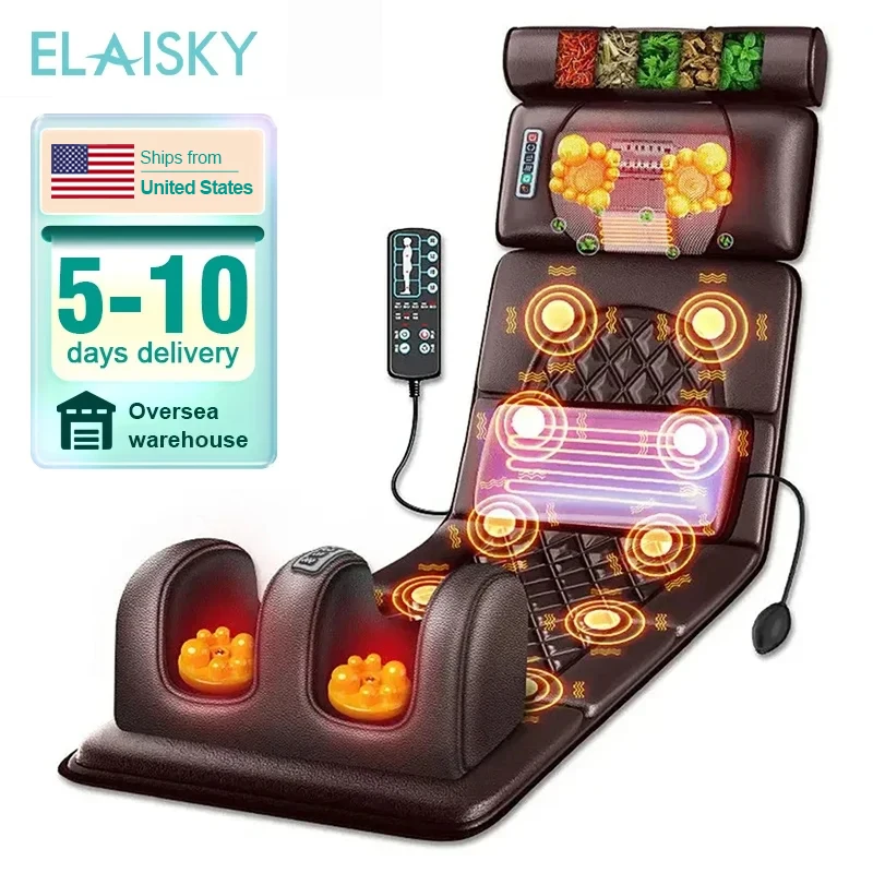 From USA Electric Massage Mattress Vibrating Heating Infrared Massager Cushion For Neck Back Foot Full Body Pain Stress Relief