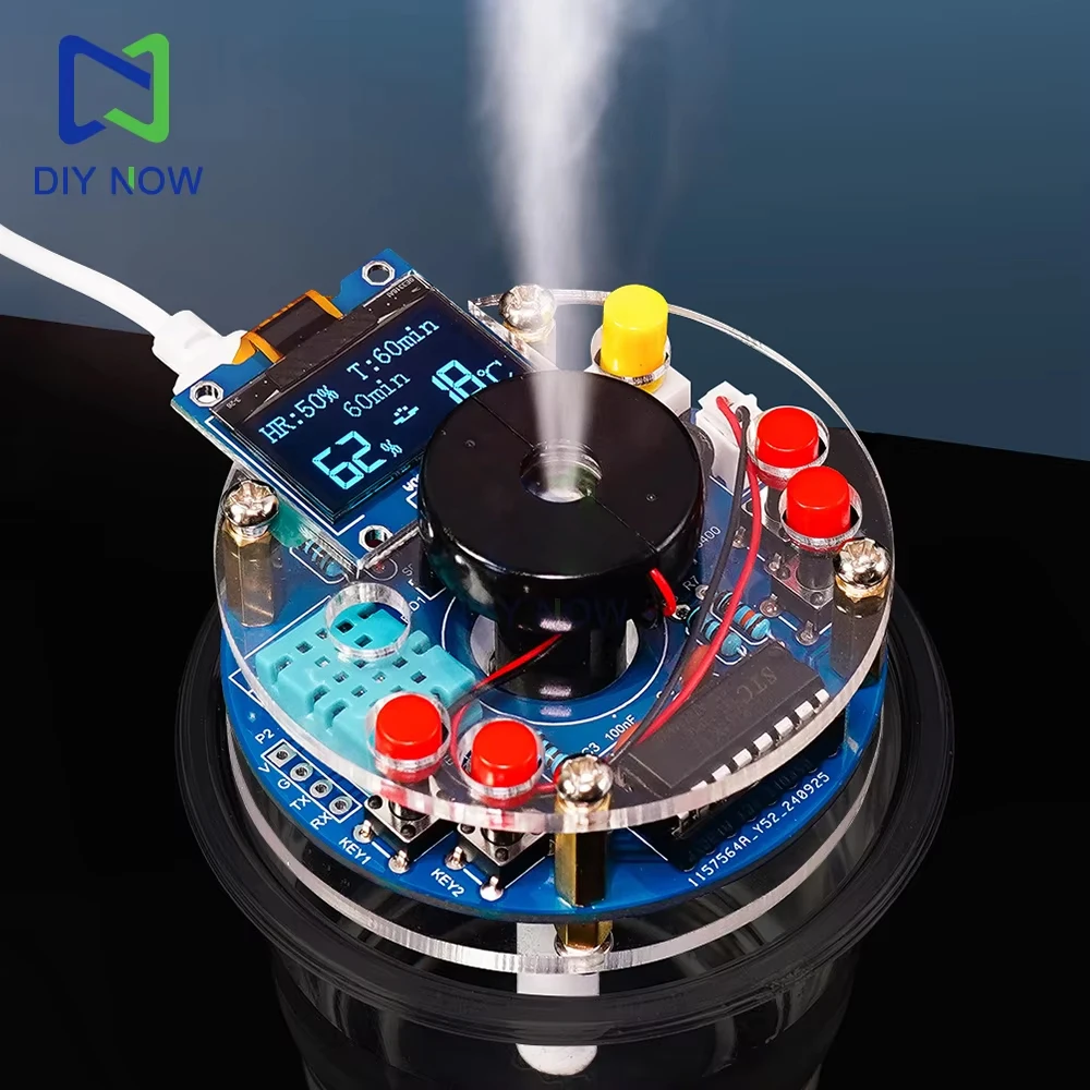 USB Humidifier Mist Electronic Diy Kit Oled Display Temperature And Humidity Spray Circuit Board Manufacturing Welding Practice