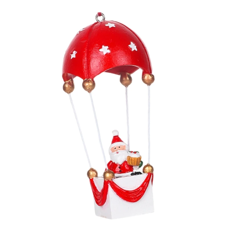 Árvore pingente pára-quedas papai noel/boneco neve/veado pendurado ornamento resina decoração para casa fontes