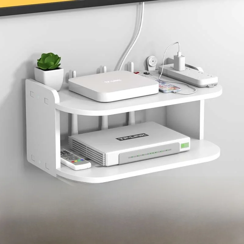 Modern Minimalist Wall-Mounted TV Box Storage Rack No-Drilling Router Wifi Shelf Home Furniture Display Shelf U-Shaped Partition