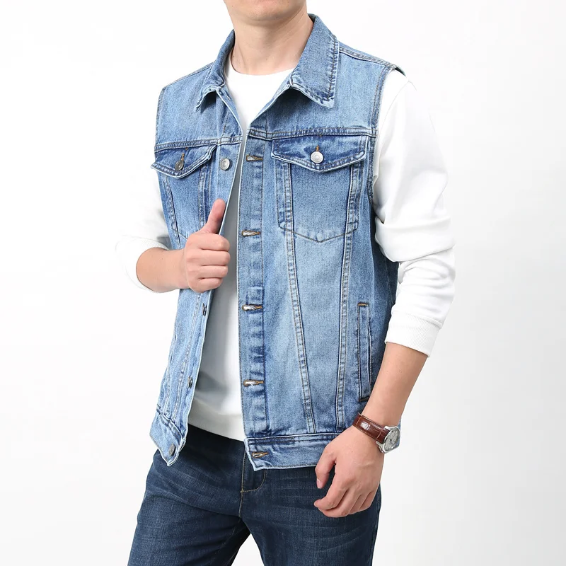 

Men's Bigsize Luxury Vests Spring Stylish Denim Vest Casual Custom Bomber Tactical Jackets Social Coat Vintage Motorcycle Jacket