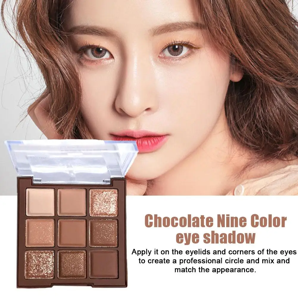 9-Farben Schokolade Lidschatten Palette Perl glanz matte Augen dauerhaft glänzend schimmern koreanische Kosmetik Glitzer Augen Make-up Schatten f8m0