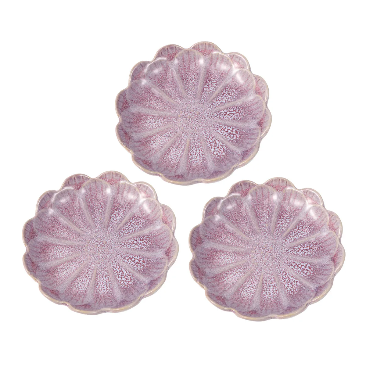 3Pcs Light Pink Sunflower Ceramic Seasoning Dish Japanese Inspired Flavor Plate for Dipping Sauces Sweet Sour Butter Chutney