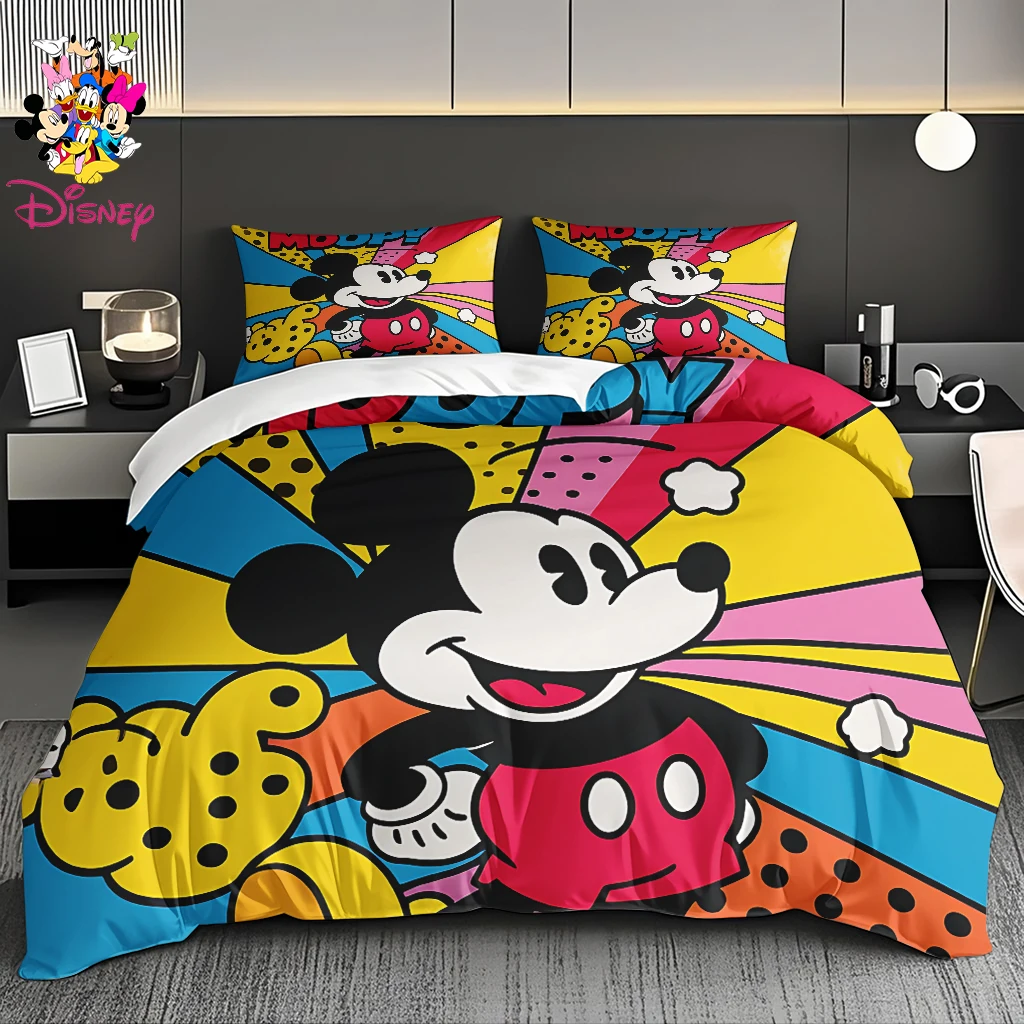 2/3 قطعة ديزني ميكي وستيتش طقم غطاء لحاف بدون حشو غطاء سرير ناعم ، صديقة للبشرة وتنفس طقم سرير هدية عيد