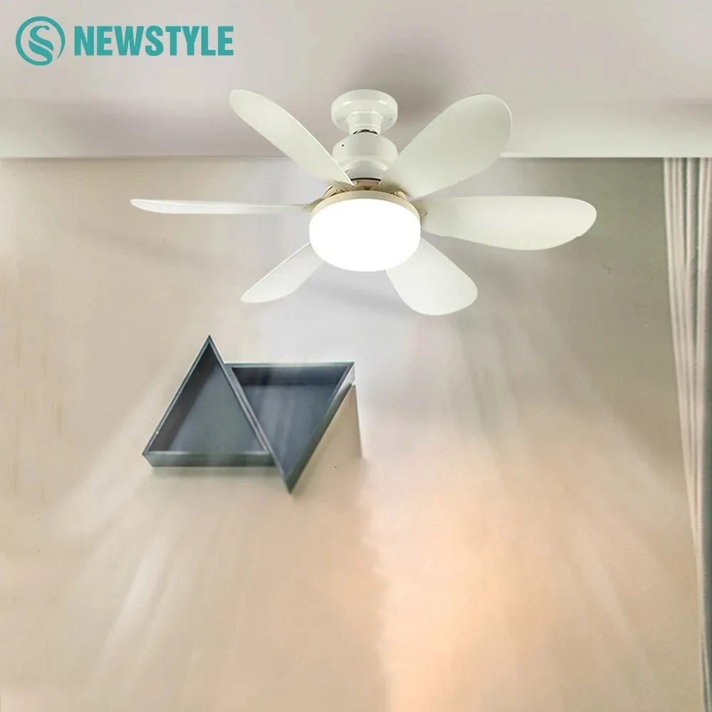 홈 E27 기본 천장 팬 조명 30W LED 야간 조명 3 조정 가능한 조명 모드 원격 제어 높은 풍력 천장 팬