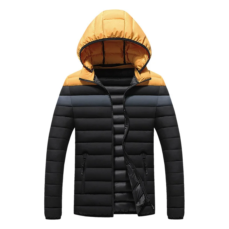 Winter Men's Warm Coats Thicken Hooded Multi-Color Stitching Puffer Jackets For Male Tops Clothing Size L-4XL