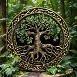 Tree of Life Mandala aluminum logo, rural metal hanging decoration, used for homes, porches, living rooms, and bedrooms