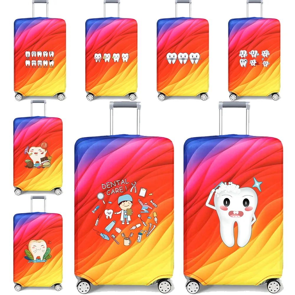 

Luggage Protective Cover Stretch Fabric Dust Cover Anti-Scratch Suitcase Suit for 18-32 Inch Bag Teeth Series Travel Accessories