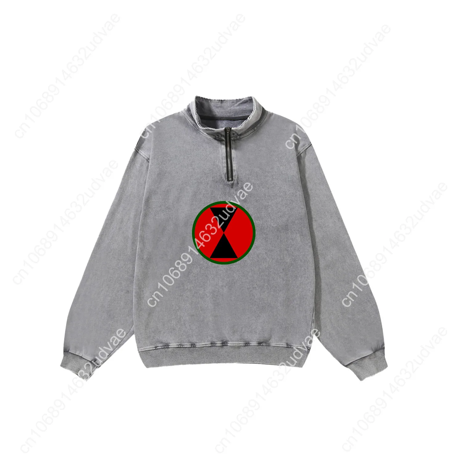 7th Infantry Division Retro Sweatshirt Man Woman Teenager Vintage Pullover Half Zipper Sweat Custom Made Tops Sleeved Tshirt