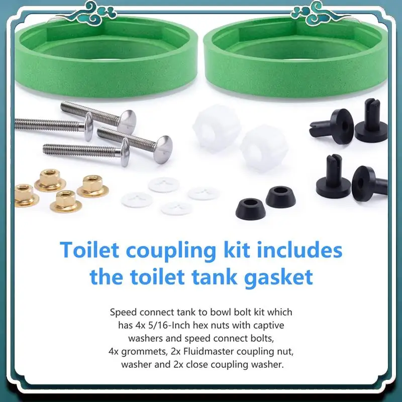 

Premium Toilet Replacement Kit Inside Tank, 3 Inch 2 Pack Toilet Tank Gasket, Bolts And Other Essential Parts For AS738756-0070A