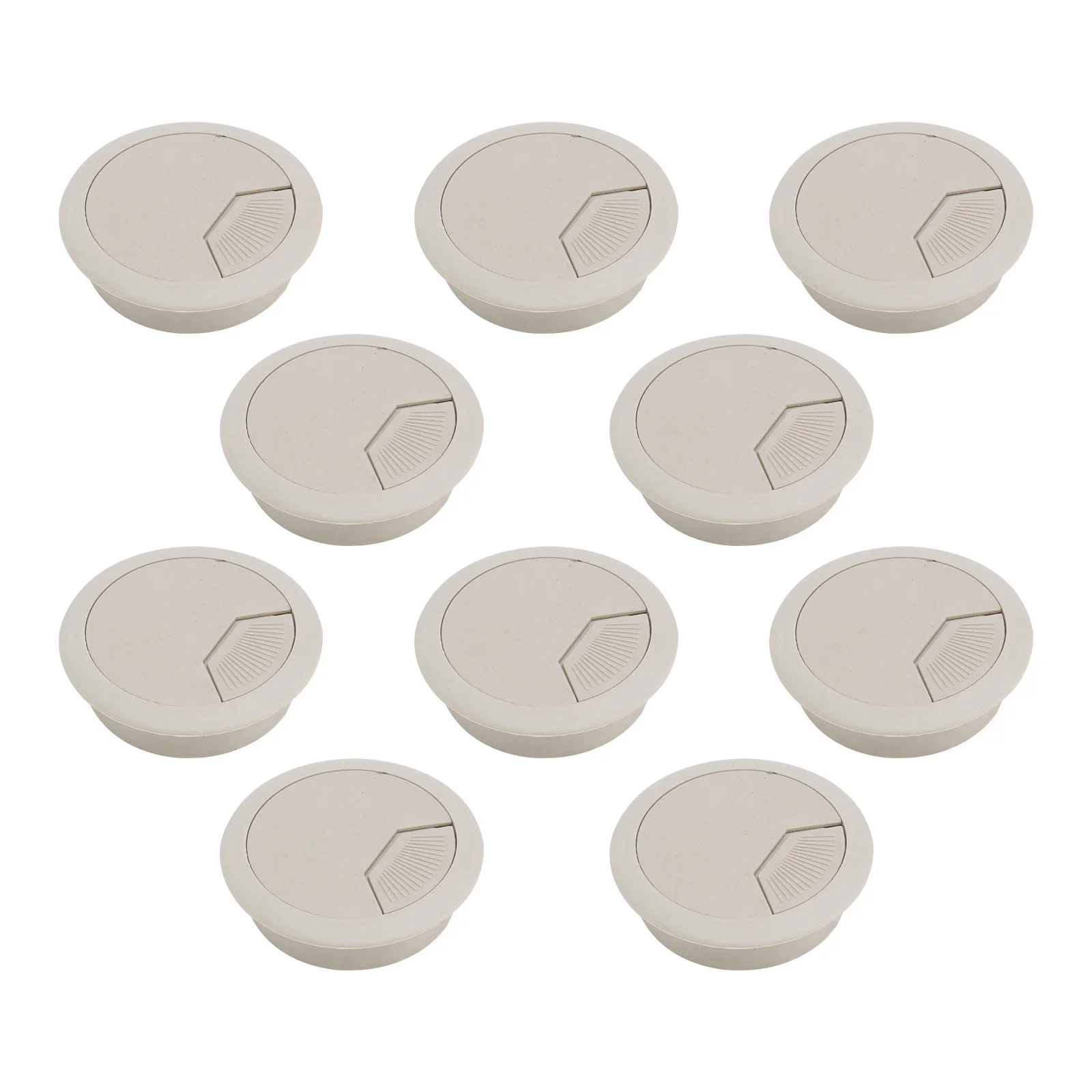 10Pcs Office Desk Grommet Round Cable Hole Cover 53mm Plastic Rotatable Cable Cover for Computer Home Hotel Bank Office