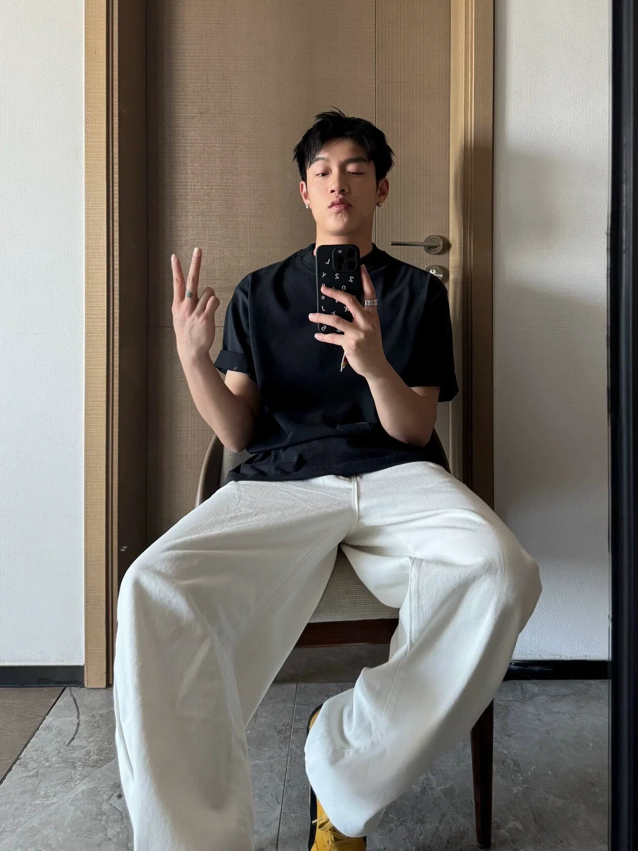 American Retro Minimalist White Jeans Men's Trendy Brand INS Basic Loose Casual Versatile Straight Leg Micro Flared Long Pants