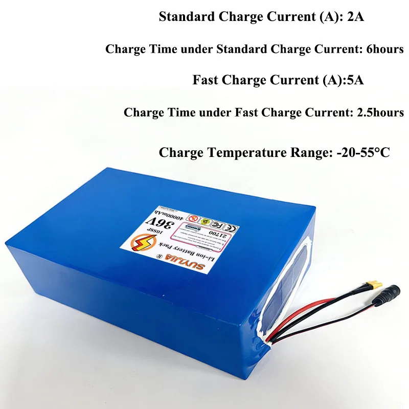 21700 lithium battery 36V 10S8P 40000mAh 100-1500W rechargeable battery - with charger, suitable for scooters and outdoor rescue