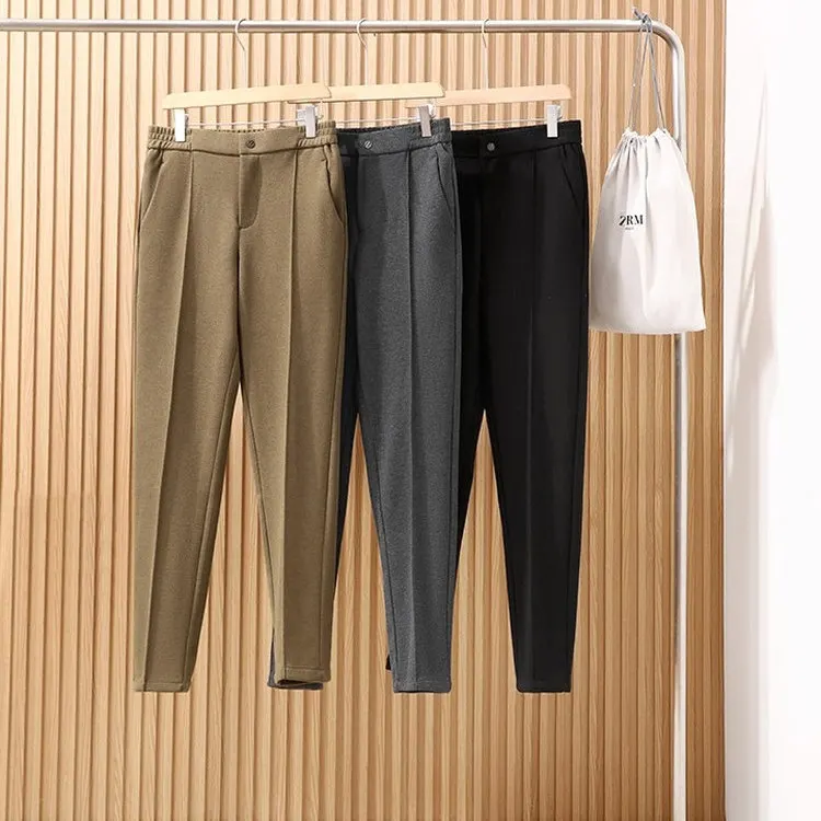 

Итальянские мужские повседневные брюки из ацетатной шерсти, осенне-зимняя новинка, модные теплые прямые брюки с 3D-кроем для офиса и повседневной носки