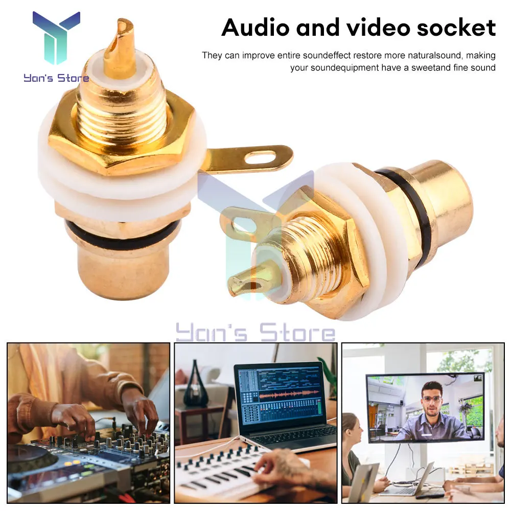 1/4/10PCS RCA Female Socket Audio Chassis Welding Wire Connector Zinc Alloy Adapter Plug Gold Plated RCA Terminal Jack White