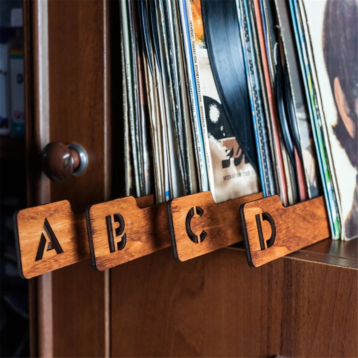 26PCS Wood Record Dividers, Alphabetical Vinyl Record Storage Dividers A-Z, Record Holder Organizer Guides