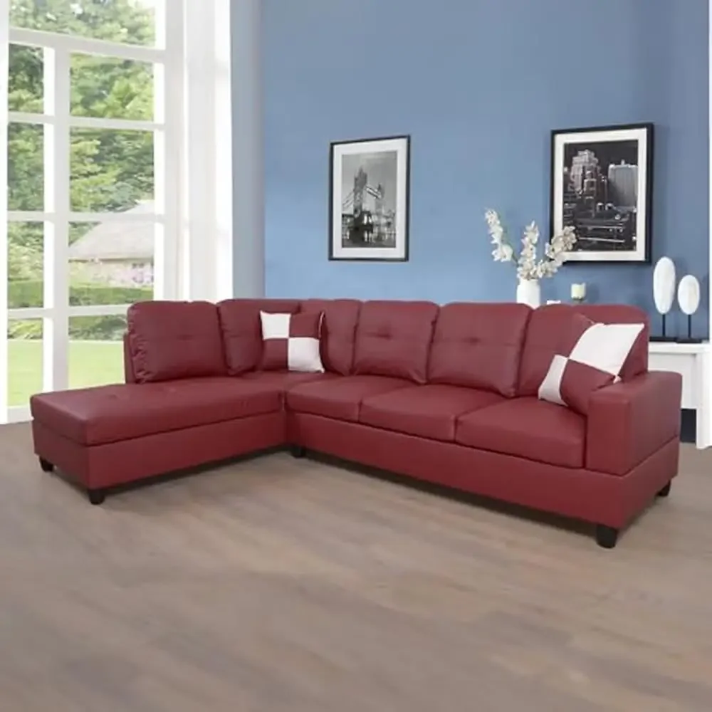 Luxurious L-Shaped Sectional Sofa Set with Chaise Lounge Pillows Space-Saving Design Sturdy Hardwood Frame Comfortable Plush