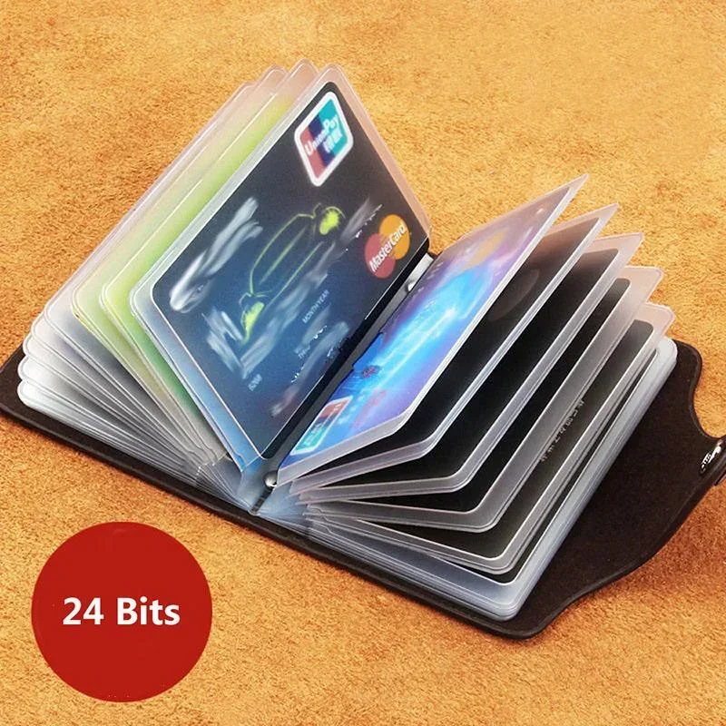 

Business Card Holder Anti-theft ID Credit Card Holder Fashion Women's 24 Cards Slim PU Leather Pocket Case Coin Purse Wallet