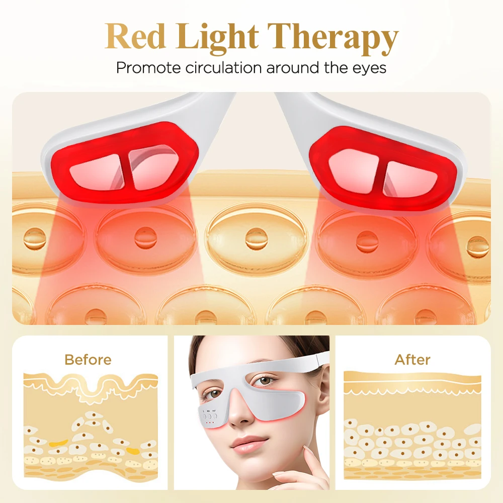 Appareil électrique de beauté des yeux à lumière rouge 3D, microcourant, Anti-rides, vieillissement, soins oculaires, chauffage à 3 niveaux, réduisant les poches des cernes
