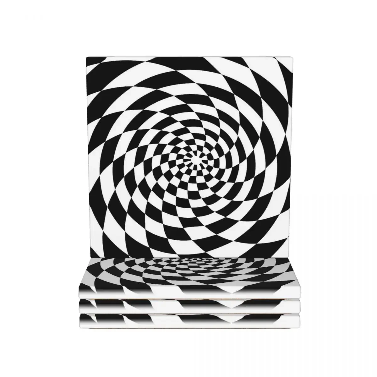 Optical Illusion Op Art Black And White Coasters Ceramics Heat Resistant Mat Table Decoration Kitchen Dinner Table Coffee Mat