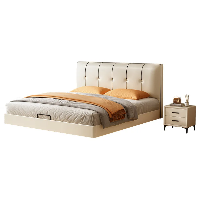 

Cream style, light luxury, modern, simple, soft bag, backrest, leather art bed