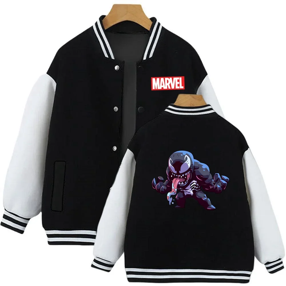 Spiderman Venom Baseball Uniform Kids Clothes Boys Hoodie Sweatshirt Thick Coat Girls Warm Jacket