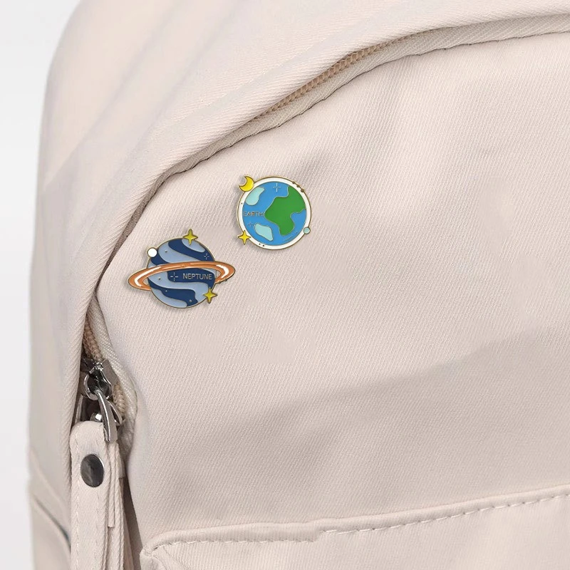 Cartoon Eight Planets Design Metal Brooch Five Elements Planet Shape Badge Pin DIY Clothing Bags Hat T-shirt Jeans Accessories