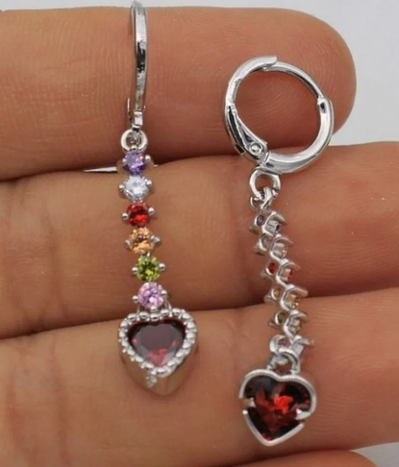 Trendy Dangle Drop Earrings for Women Gold Color Chain Earring Rainbow Zircon Jewelry Accessories for Wedding Engagement Gift