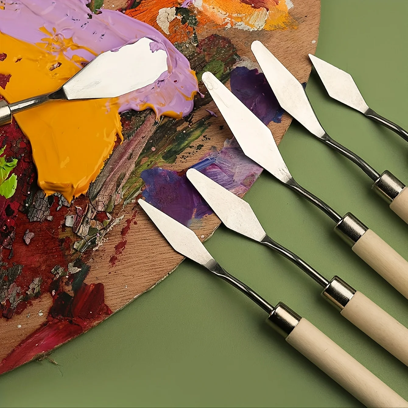 7pcs oil painting scraper, oil painting specific round head scraper, oil painting stick, paint knife color adjustment, art knife