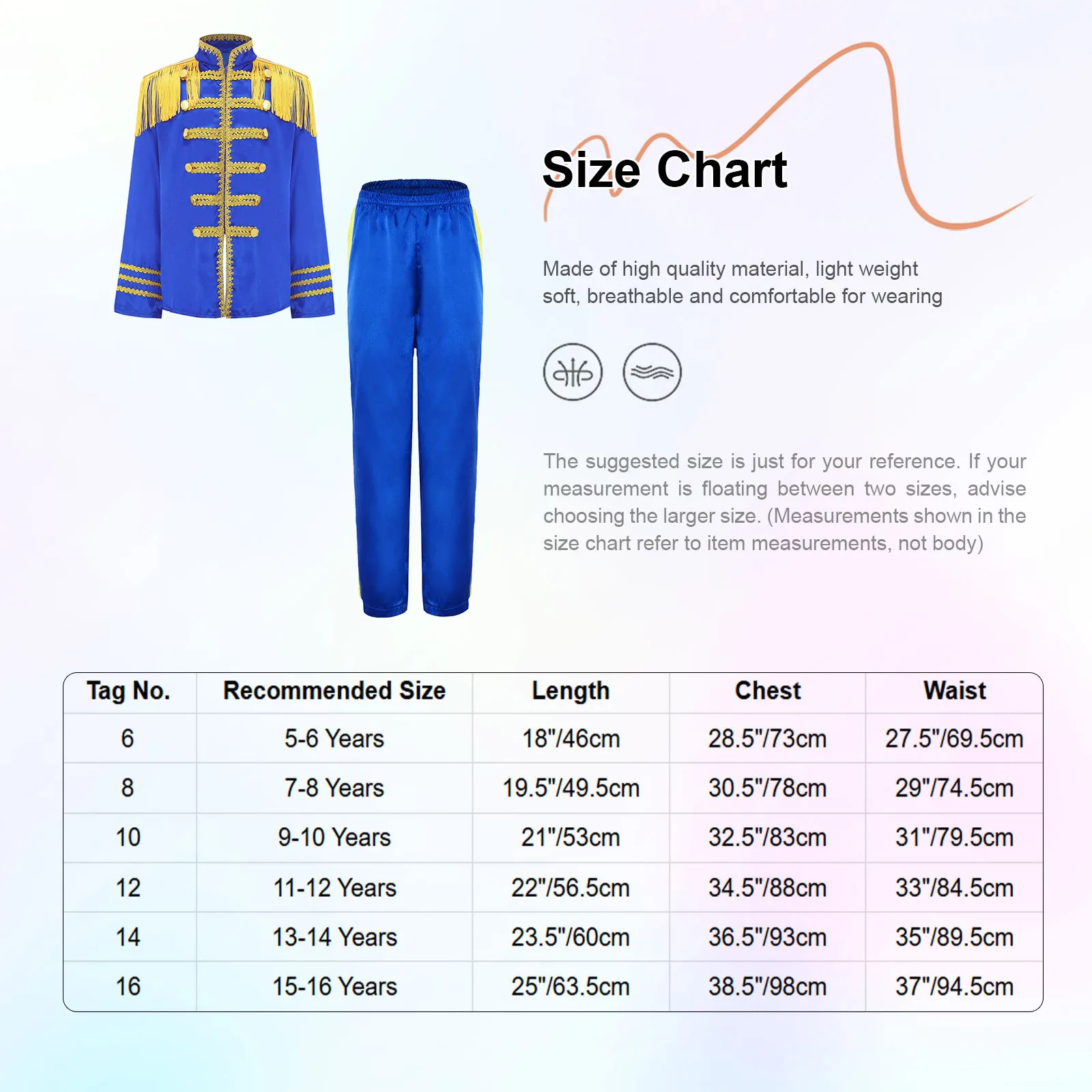 زي نجم الموسيقى البريطانية للأولاد والبنات في الستينيات زي فرقة الروك طبل البوق حارس الشرف أداء هامش الهبي قميص سترة وسراويل #6