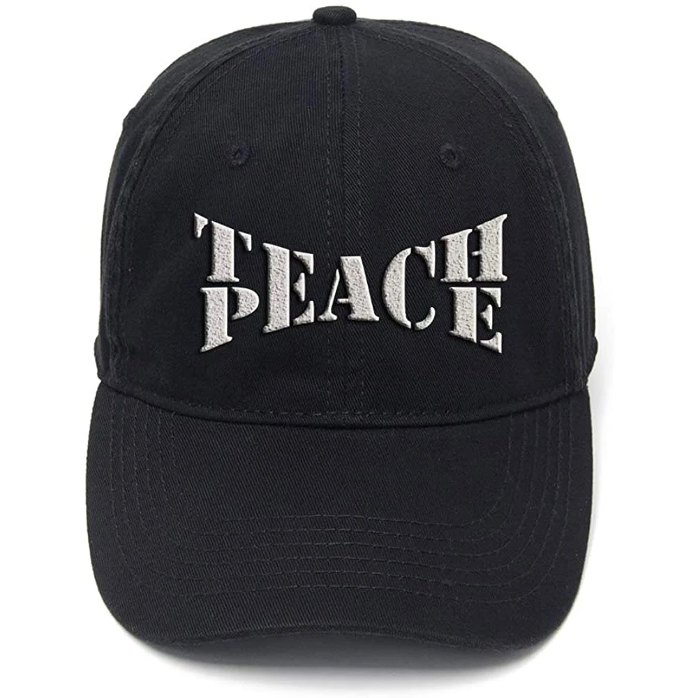 Lyprerazy Teach Peace Anti-War Washed Cotton Adjustable Men Women Unisex Hip Hop Cool Flock Printing Baseball Cap