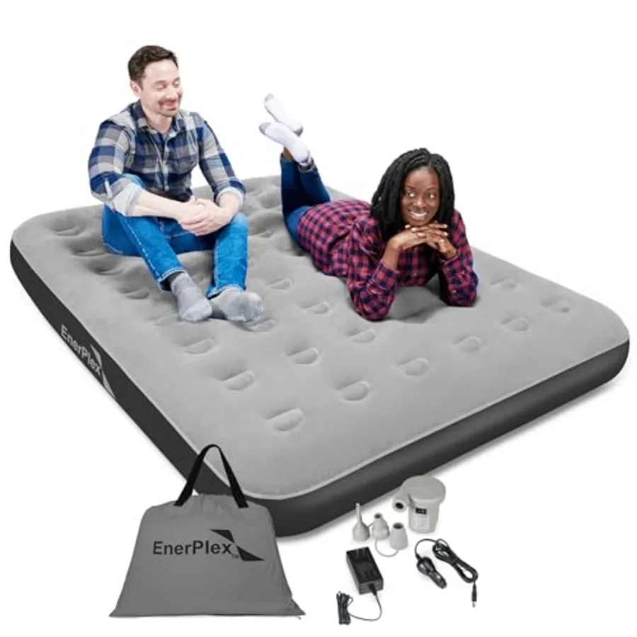 

Camping Air Mattress with Built in Pump - Queen Blow Up Mattress for Travel and Guests - Portable Bed for Adults and