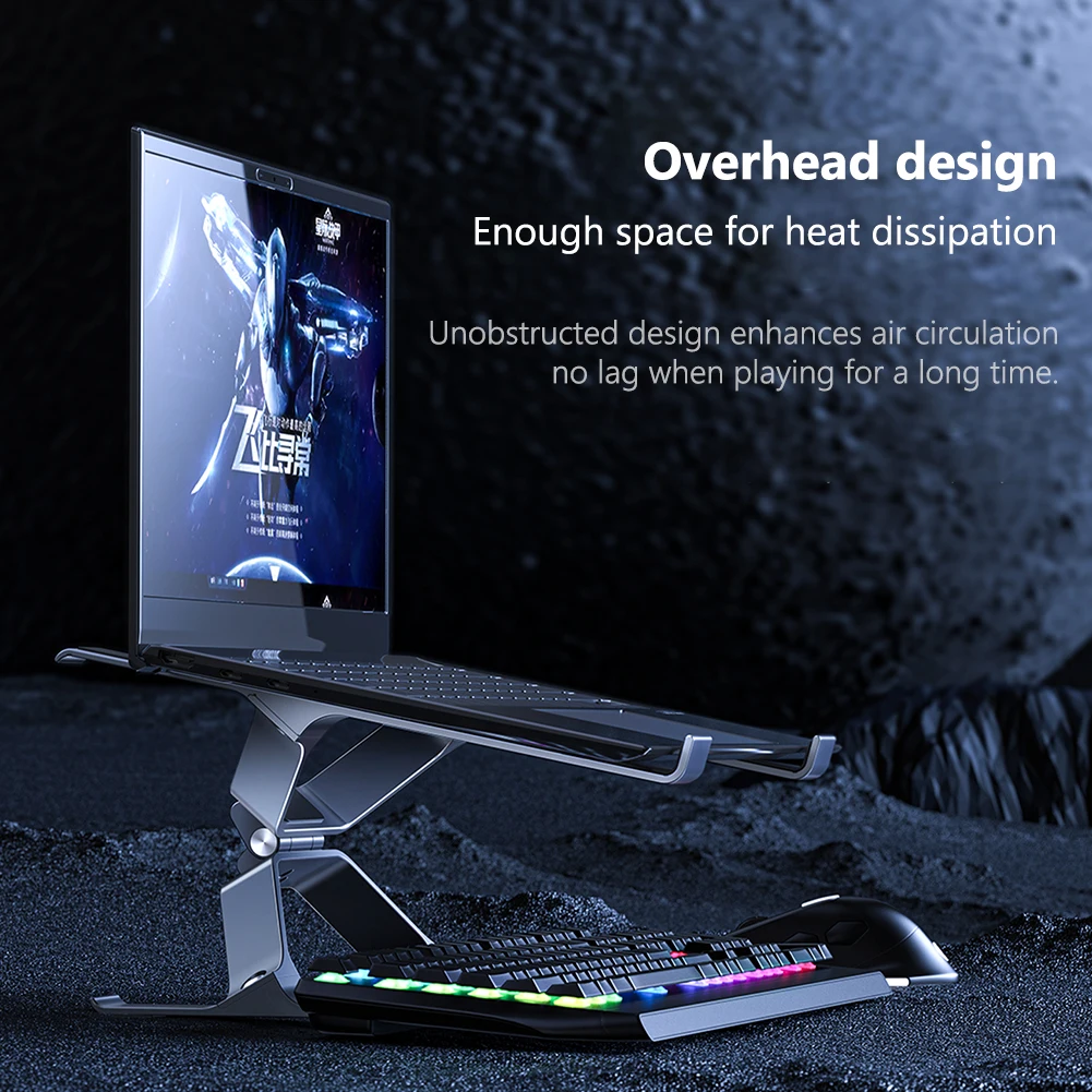 حامل كمبيوتر محمول قابل للتعديل حامل كمبيوتر محمول من سبائك الألومنيوم لأجهزة الكمبيوتر المحمولة مقاس 10-17.3 بوصة