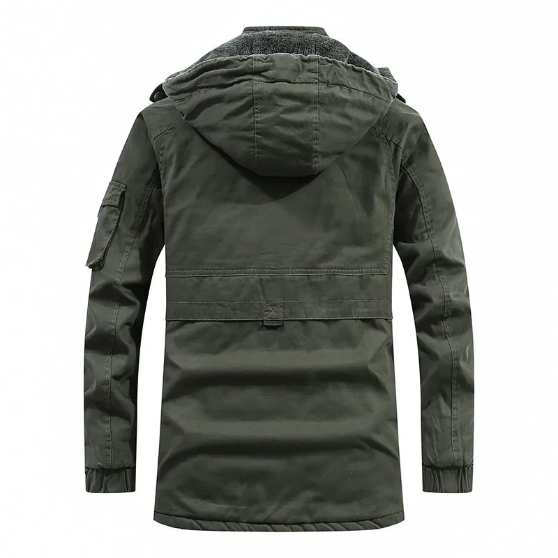 Men's Mid-Length Hooded Cotton Jacket Loose Stand-Up Collar Autumn Winter New for Young Men