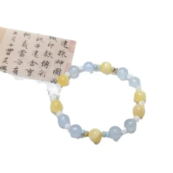 Five-pointed Star Sea Salt Cheese Colored Beaded Bracelet Imitation Natural Stone Good Luck Chain with Good Luck Girlfriend Gift