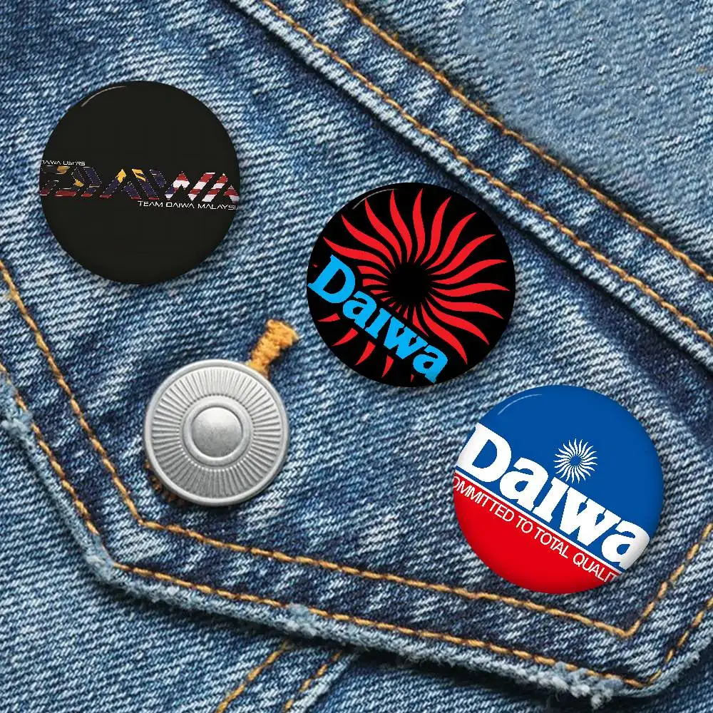 Classic Fishing Tackle Logo D-Daiwa 58mm Figure Icon Badge Handmade Tinplate Brooch For Backpack Clothes Chest Ornament Gifts view 3