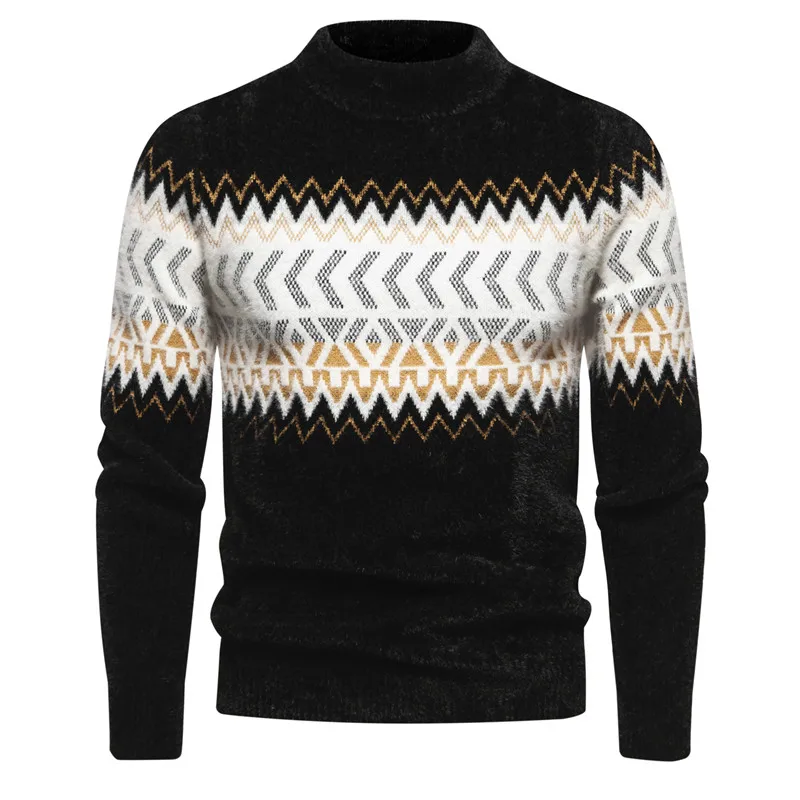 Trend Men's  New Imitation Mink Sweater Soft and Comfortable  Fashion Warm Knit Sweater  Pullover