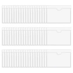 60Pcs Self-Adhesive Label Holder Card Pockets Label Holder Clear Library Card Holders with Top Open for Index Cards