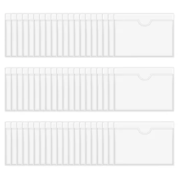 Pochettes pour cartes auto-adhésives, porte-étiquettes, porte-cartes de bibliothèque transparent, dessus ouvert pour les cartes d'index, 60 pièces