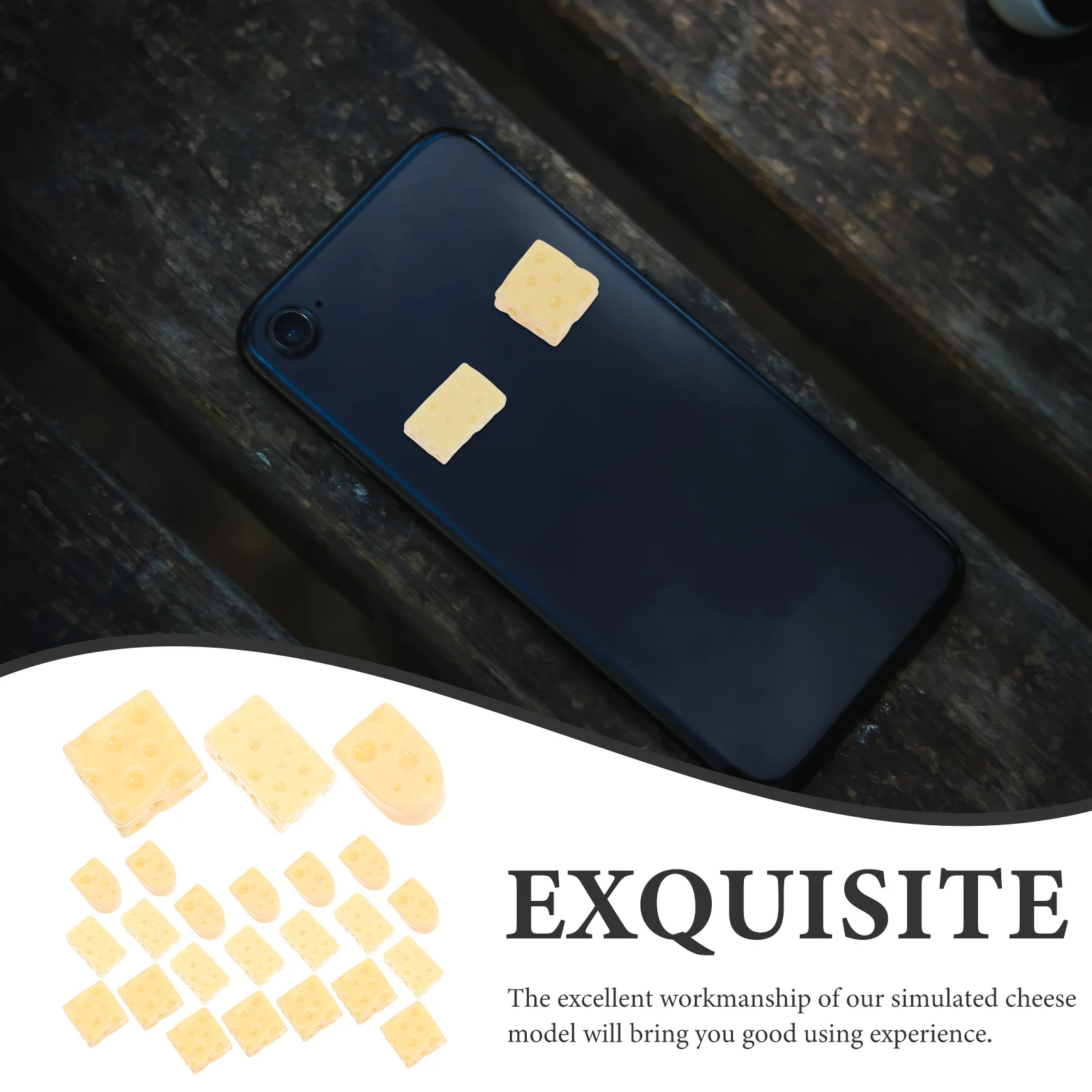 

60pcs Simulated Cheese Charm Mini Cake Realistic Food Home nament Artificial Yellow Models Lifelike Decor Resin Craft