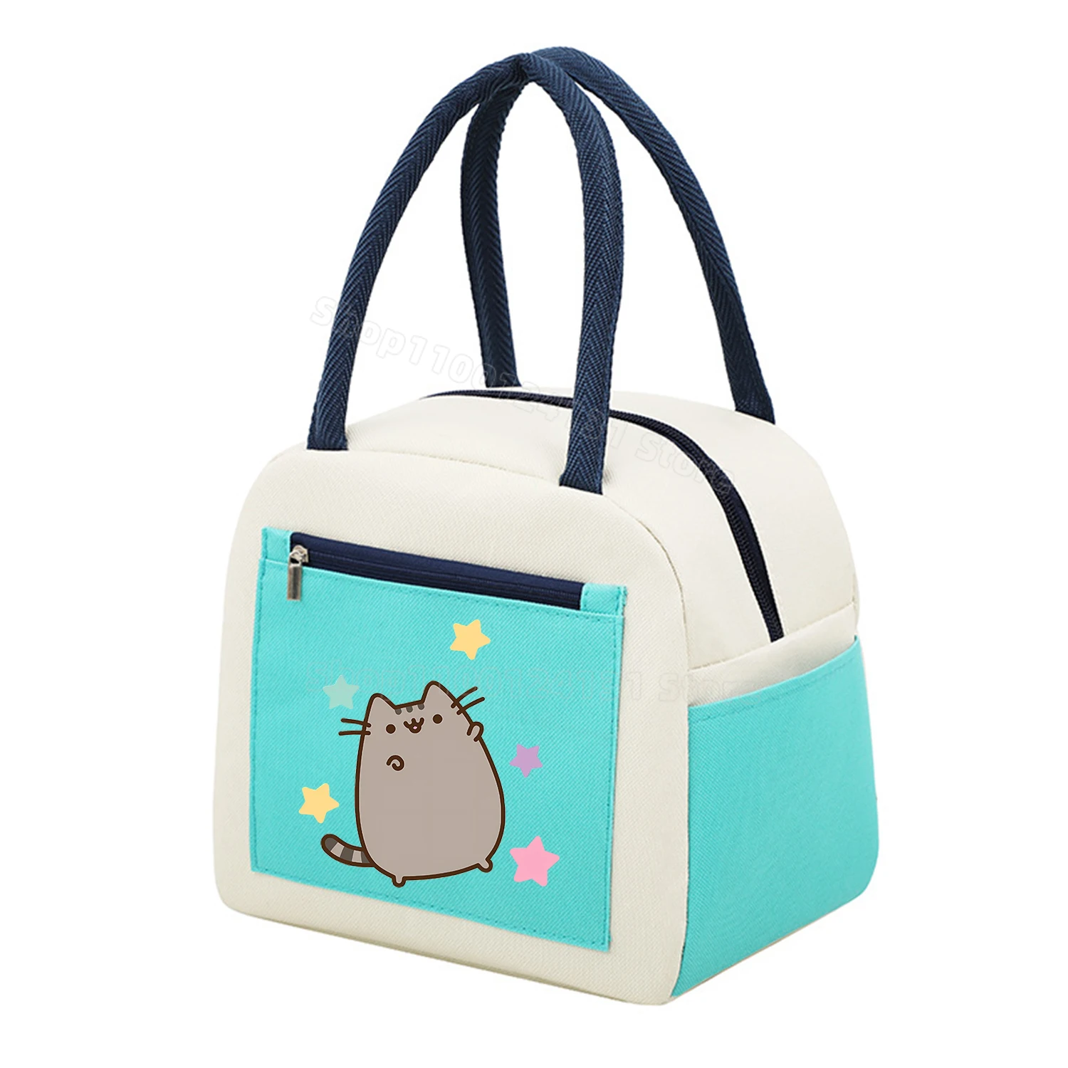 Pusheen Cat Insulated Lunch Bag for Kid Kawaii Handheld Thermal Bag Portable Lunch Bags Anime School Lunch Bag Pack Xmas Gift